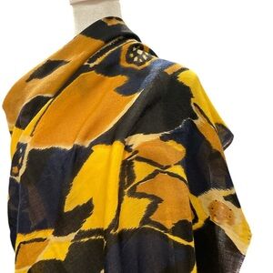 Large wrap 74” x 36” brown/black/yellow 100% viscose
